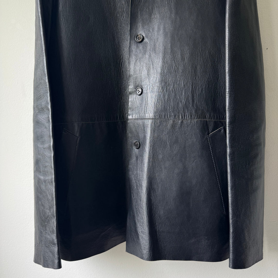 Prada 1990’s Button Up Contrast Leather Jacket