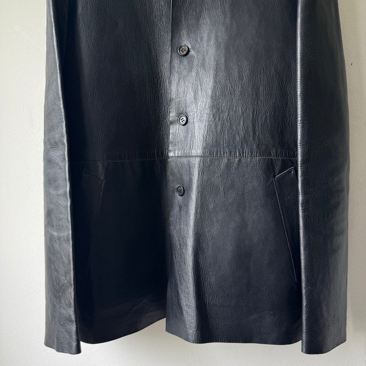 Prada 1990’s Button Up Contrast Leather Jacket