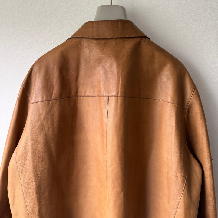 Prada SS2001 Tan Cropped Multipocket Blouson Leather Jacket