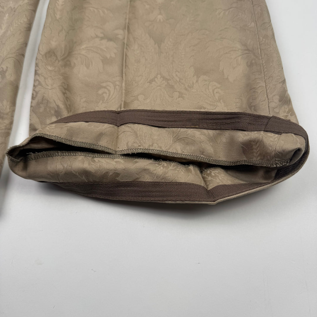 Gucci By Tom Ford SS2000 Champagne Beige Silk Damask Flared Bootcut Pants