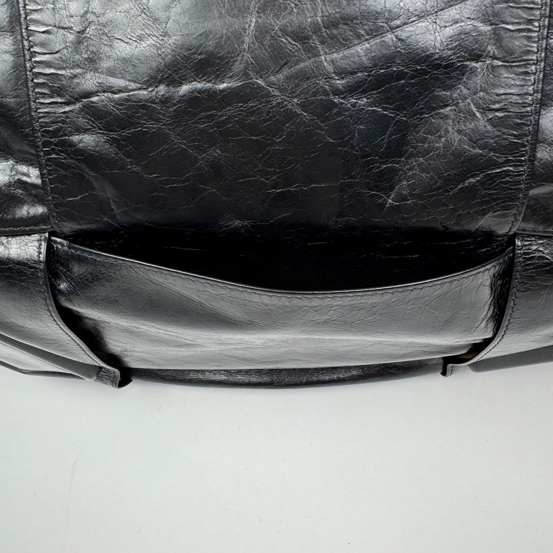 Bottega Venetta 2020 Black Arco Maxi Intrecciato Slouch Tote Weekender Bag