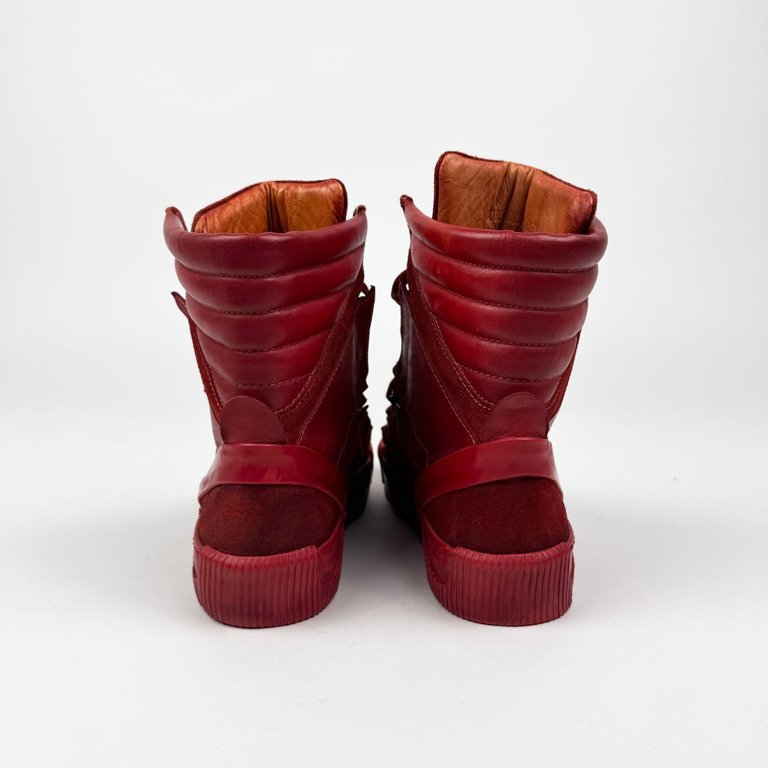 Boris Bidjan Saberi AW2015 Red Lamb Leather Bamba 2 High-Top Sneakers