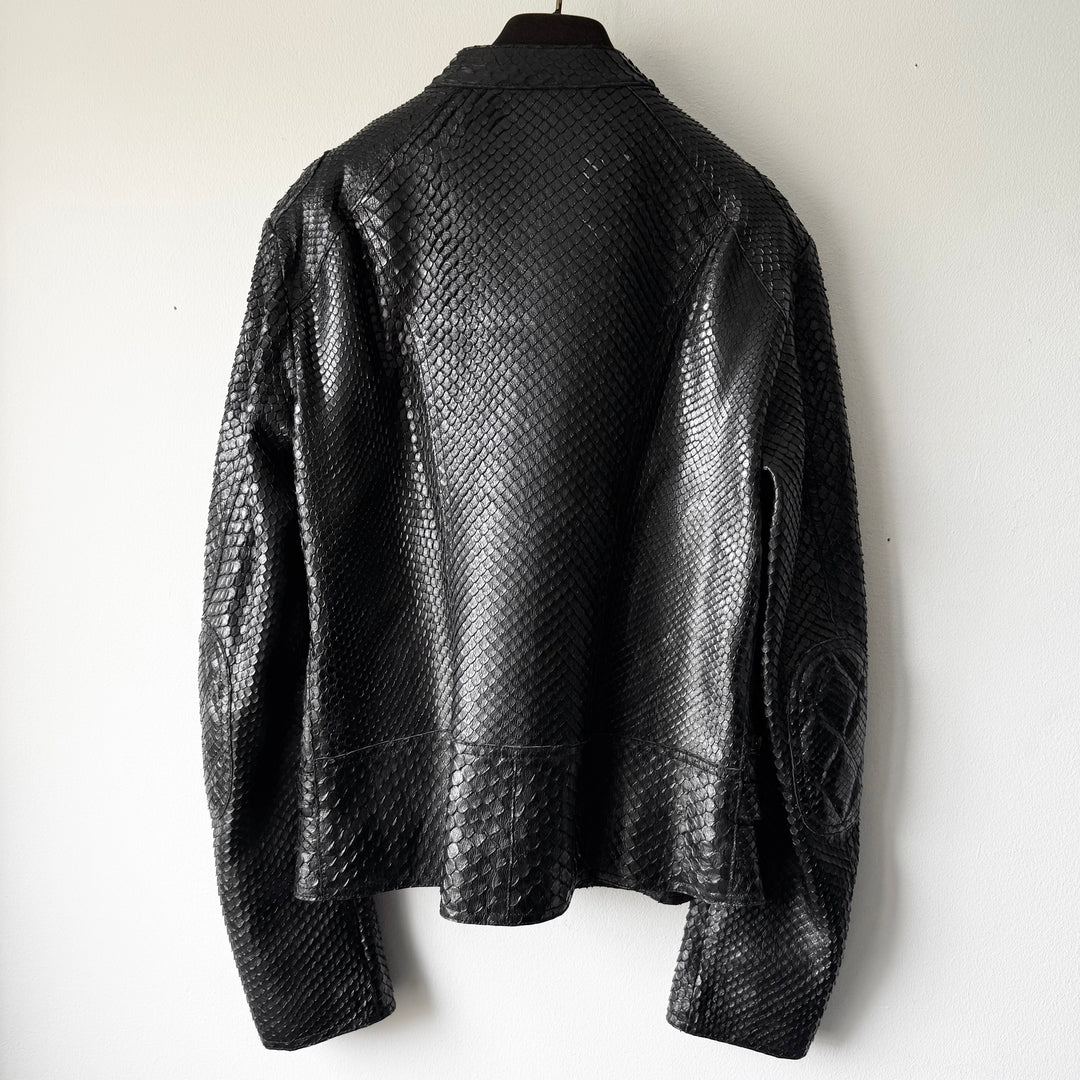 Gucci FW2006 Black Python Snake Skin Leather Biker Moto Jacket