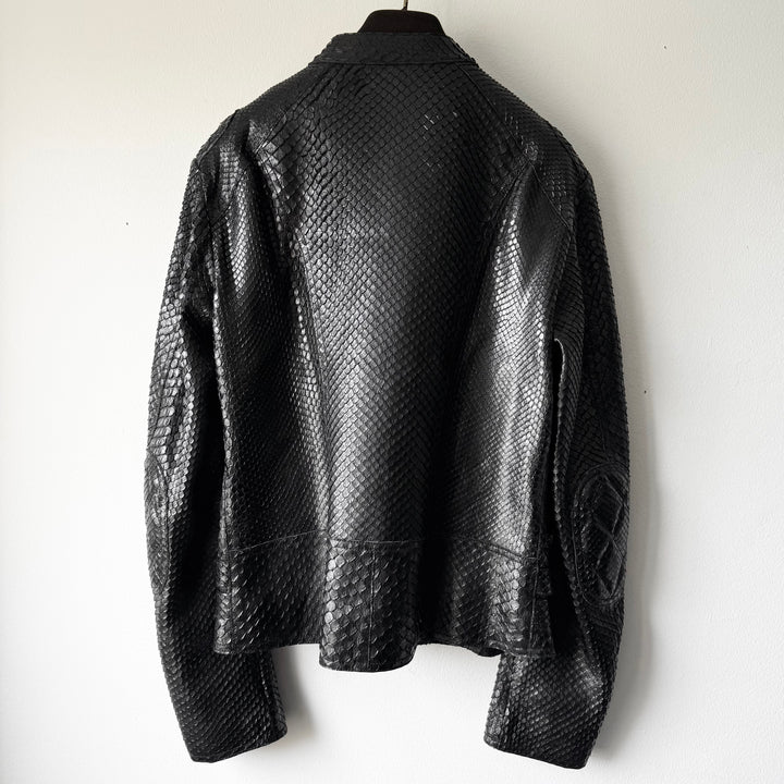 Gucci FW2006 Black Python Snake Skin Leather Biker Moto Jacket