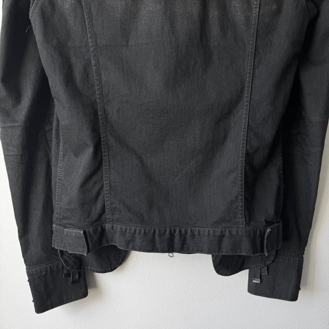 LGB Black Cotton Waxed Denim Back-Zip Jacket