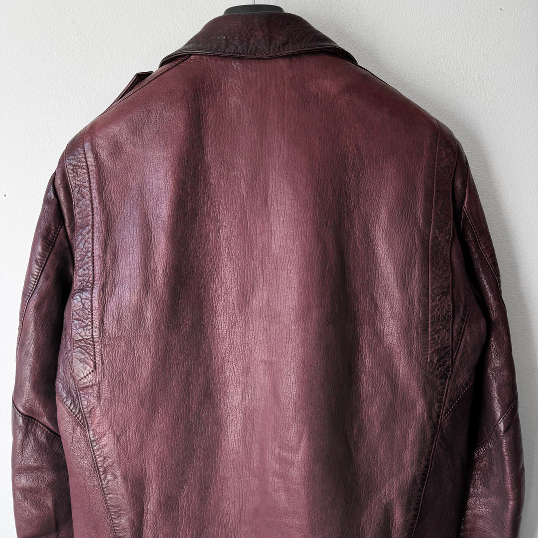 Balmain FW2013 Oxblood Vintage Treated Lamb Leather Double Zip Perfecto Biker Jacket