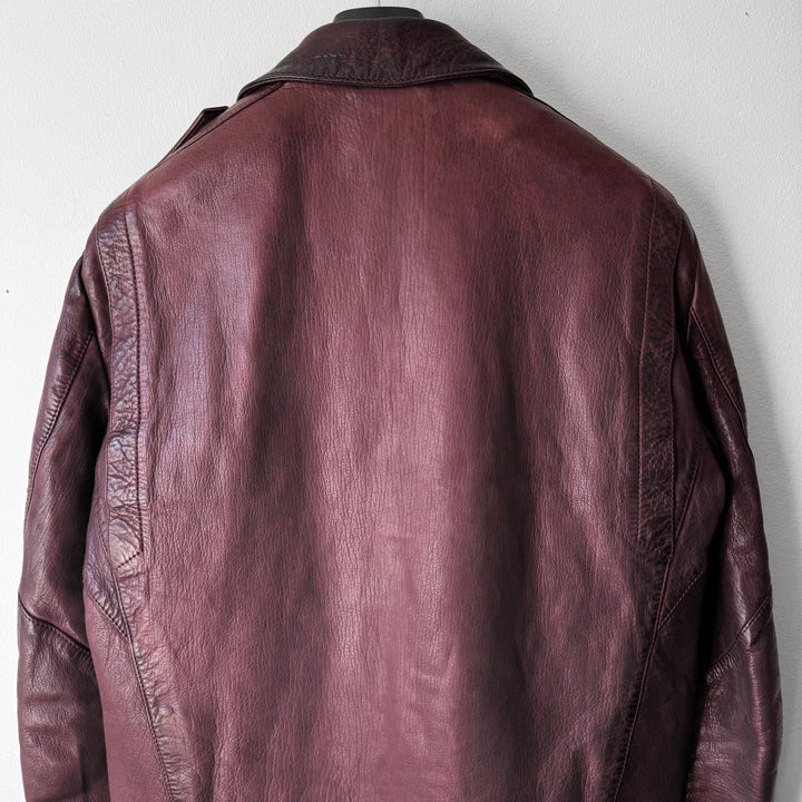 Balmain FW2013 Oxblood Vintage Treated Lamb Leather Double Zip Perfecto Biker Jacket