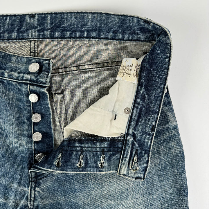 Helmut Lang 1998 Faded Distressed Straight Raw Denim Jeans