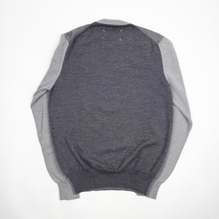 AW2008 Martin Margiela Gray Contrast Wool Knit Pullover Sweater