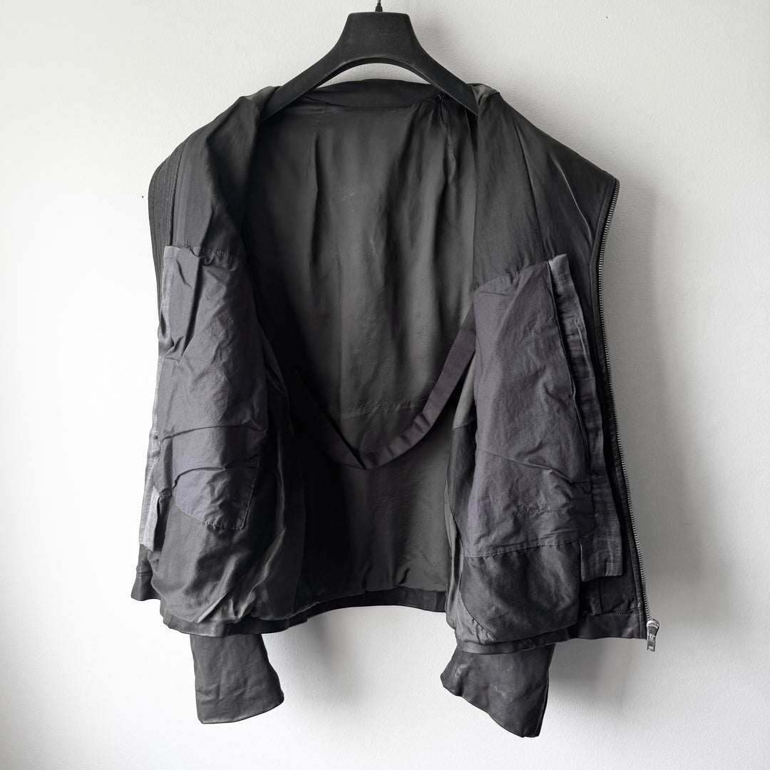 Rick Owens SS2010 Dark Shadow Gray Globa Back-Zip Lamb Leather Jacket