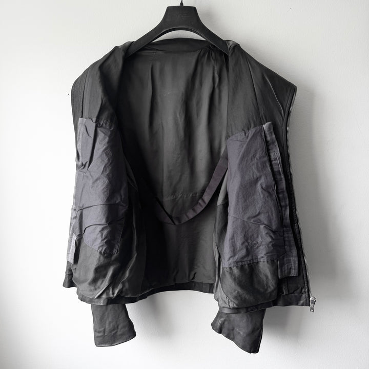 Rick Owens SS2010 Dark Shadow Gray Globa Back-Zip Lamb Leather Jacket