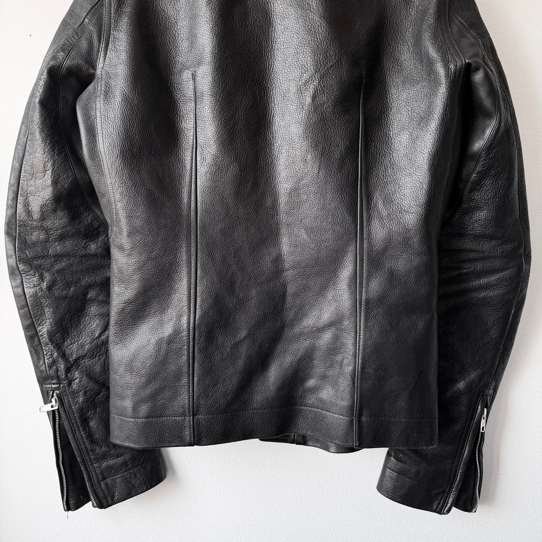 Rick Owens SS2016 Black Heavy Calf Leather Safari Moto Biker Jacket
