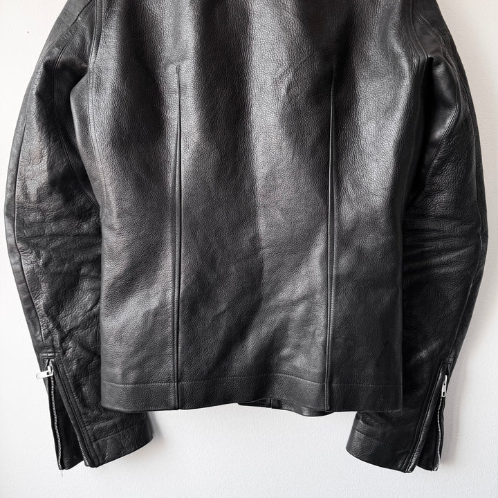 Rick Owens SS2016 Black Heavy Calf Leather Safari Moto Biker Jacket