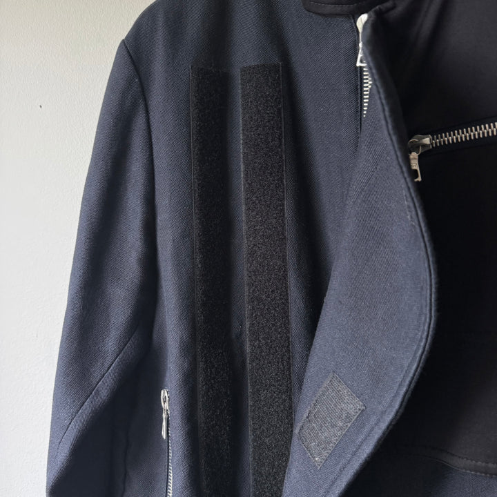 Dries Van Noten SS2013 Navy Cotton Velcro Cropped Café Racer Jacket