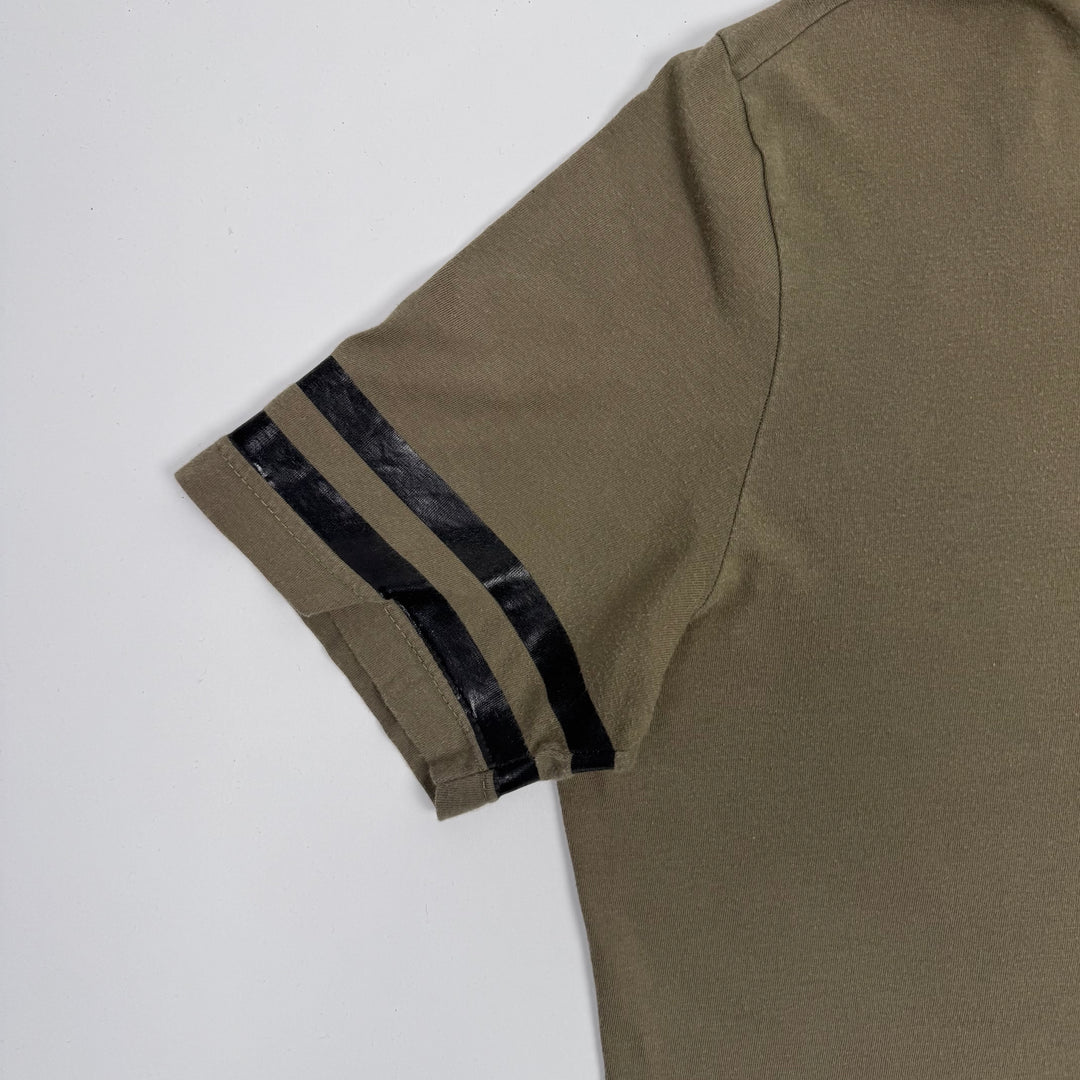 Helmut Lang 1996 Army Green Logo Print Backstage Press T-Shirt