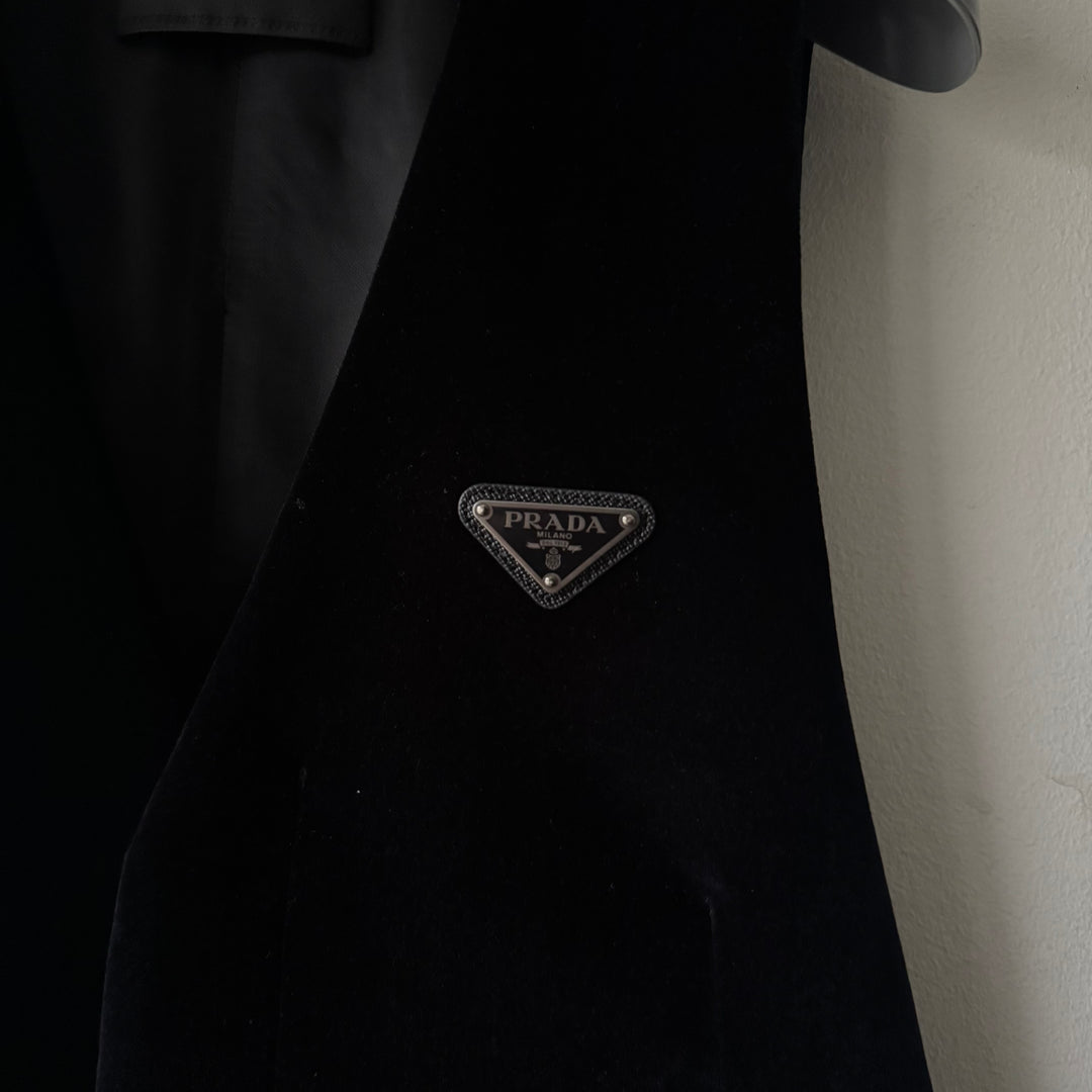 Prada SS22 Logo Velvet Dress Vest