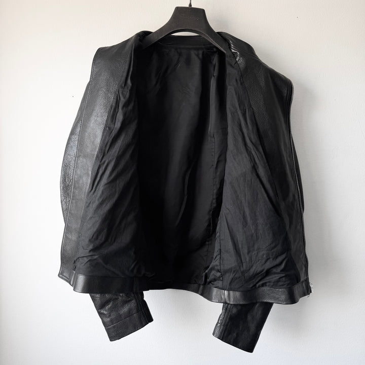 Rick Owens SS2016 Black Heavy Calf Leather Safari Moto Biker Jacket