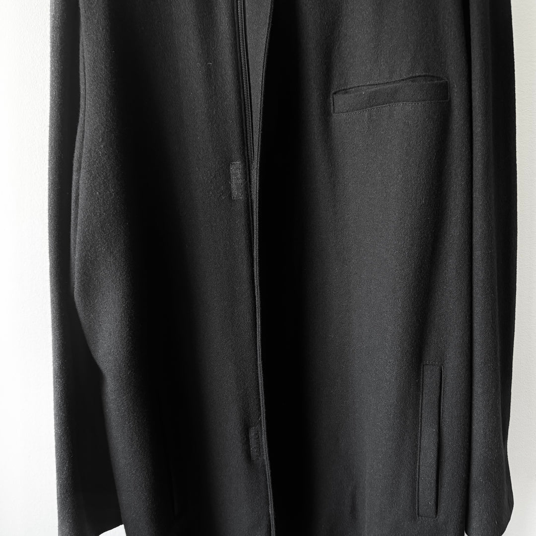 Prada FW1998 Black Asymmetrical Funnel Neck Wool Coat