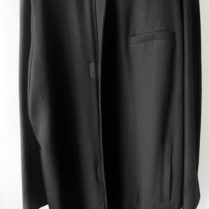 Prada FW1998 Black Asymmetrical Funnel Neck Wool Coat