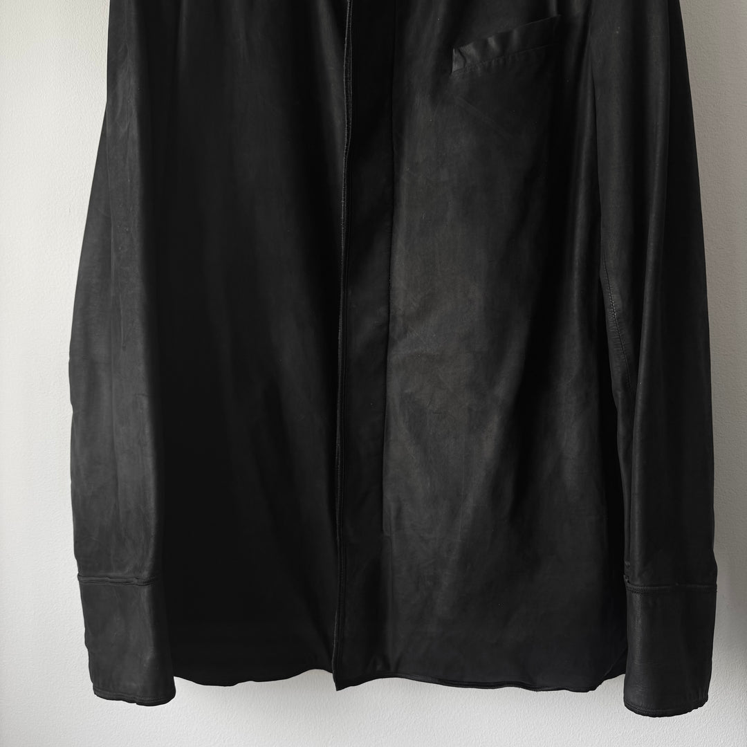 Dior Homme Black Leather Cashmere Lined Shirt Jacket