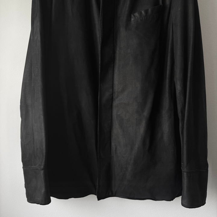 Dior Homme Black Leather Cashmere Lined Shirt Jacket