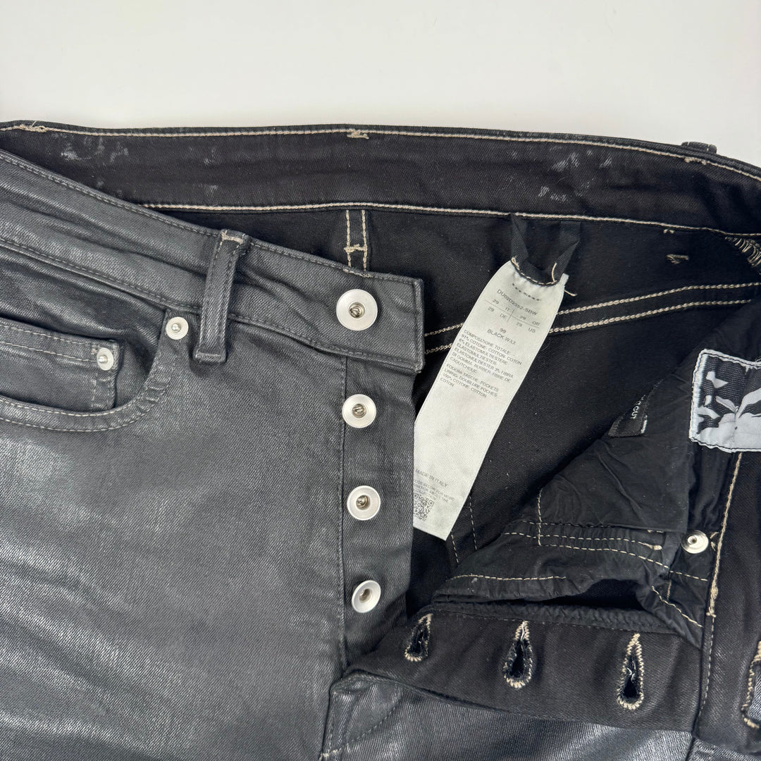 Rick Owens FW2024 Black Bias Bootcut Waxed Denim Pants