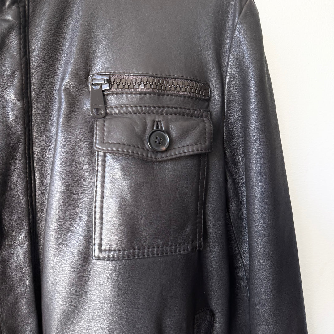 Dior Homme By Hedi Slimane AW2005 Brown Military Flight Blouson Leather Jacket