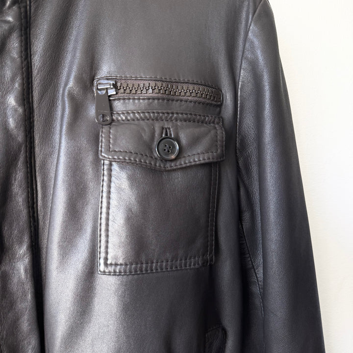 Dior Homme By Hedi Slimane AW2005 Brown Military Flight Blouson Leather Jacket