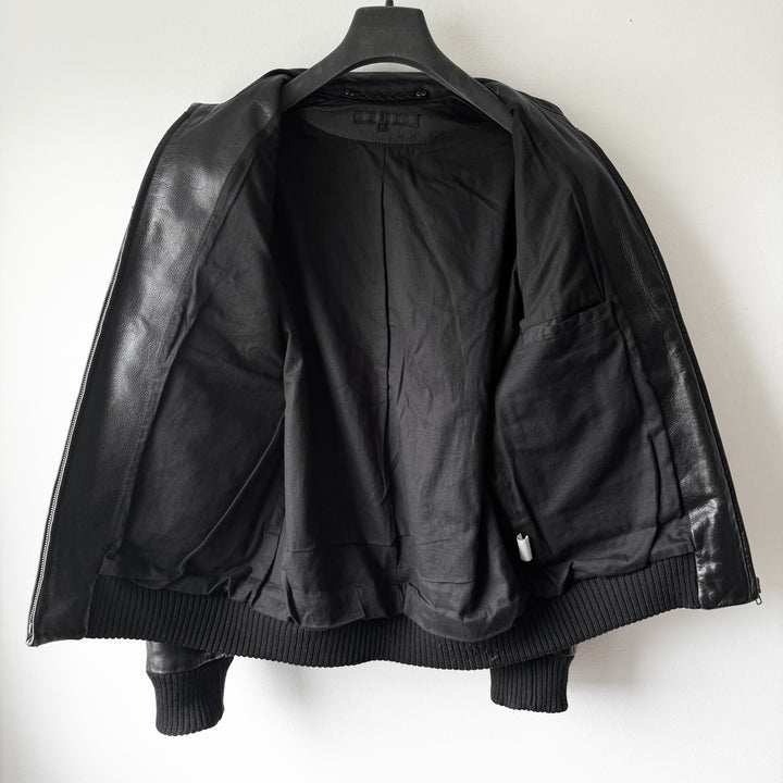 Veronique Branquinho FW2005 Black Moto Style Leather Bomber Jacket