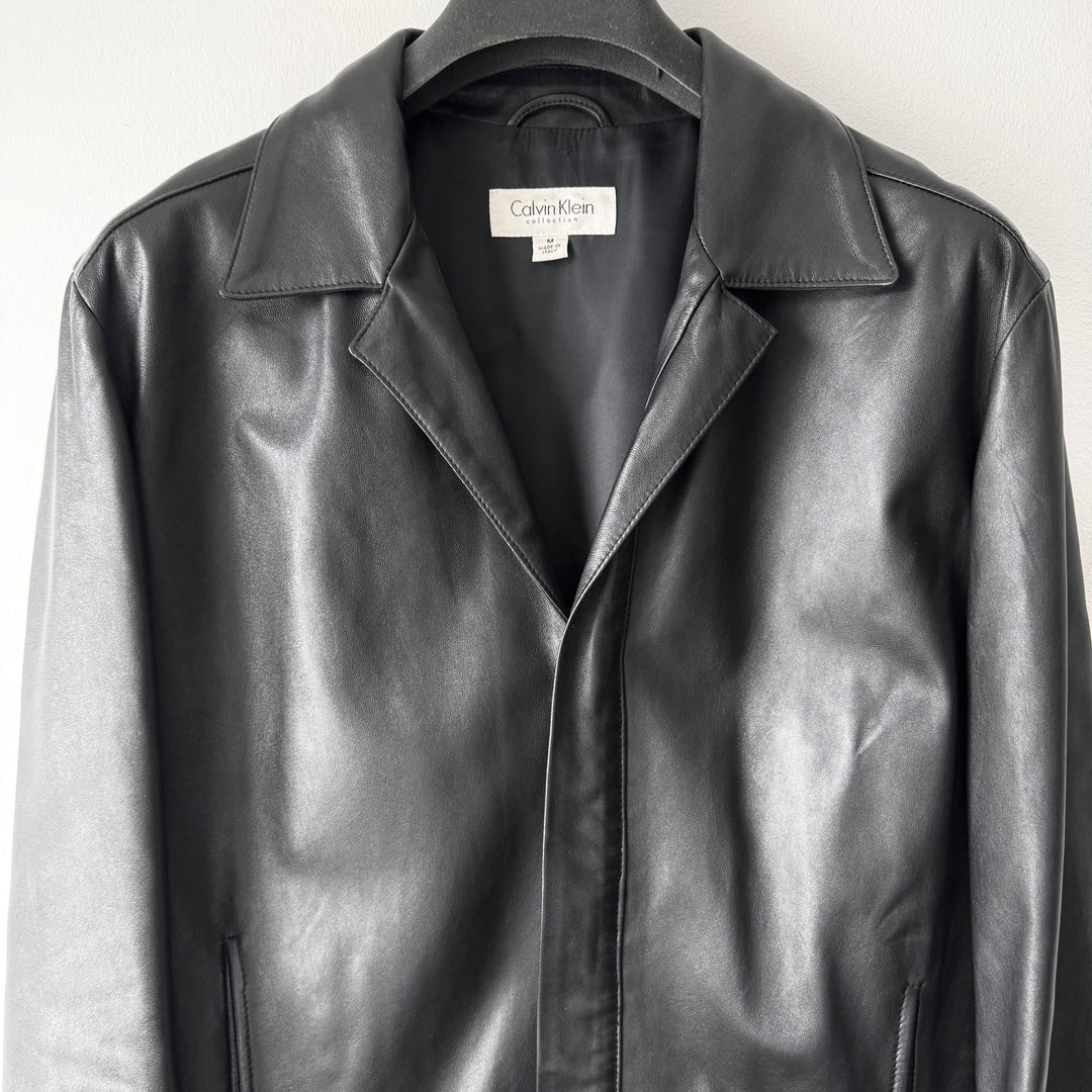 Calvin Klein Collection 2000’s Black Cropped Lamb Leather Jacket