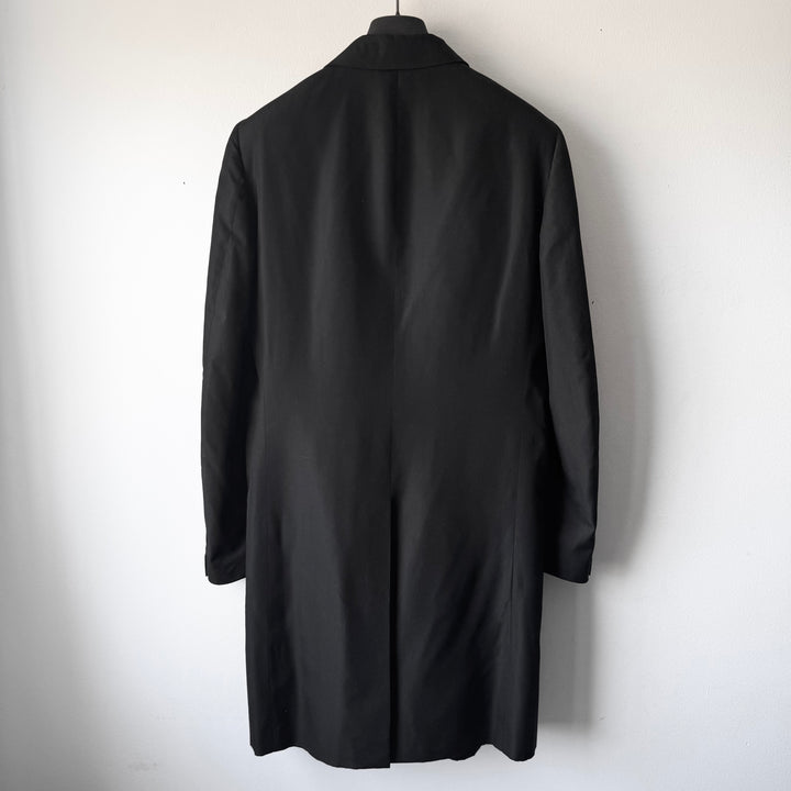 Helmut Lang 1990’s Black Silk Button-up Overcoat