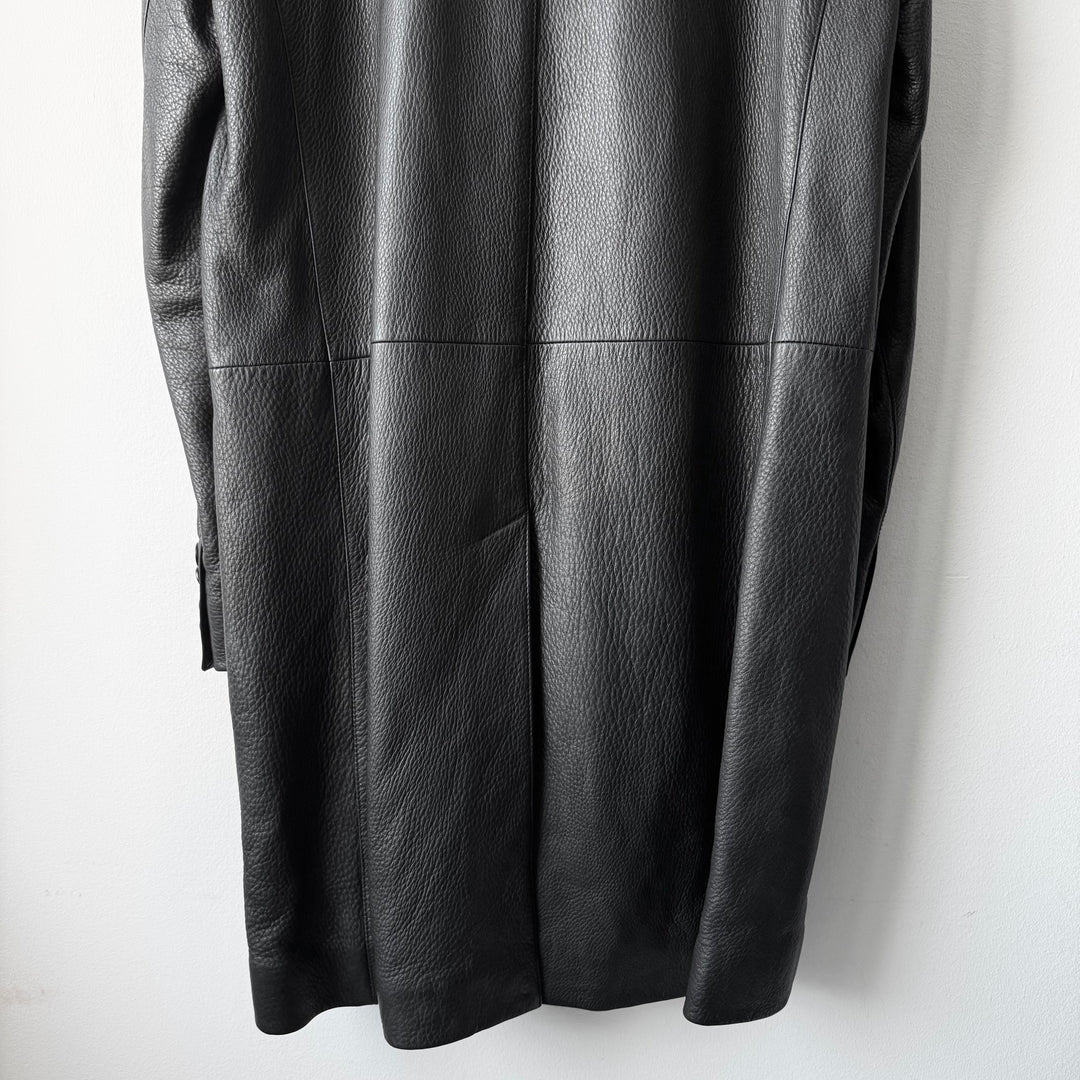 Prada 2000’s Black Deer Leather Insulated Overcoat