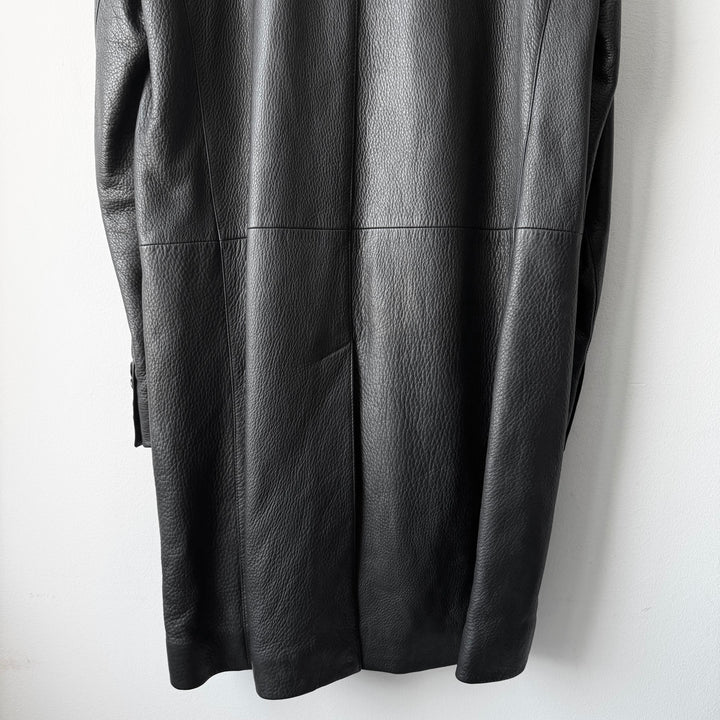 Prada 2000’s Black Deer Leather Insulated Overcoat