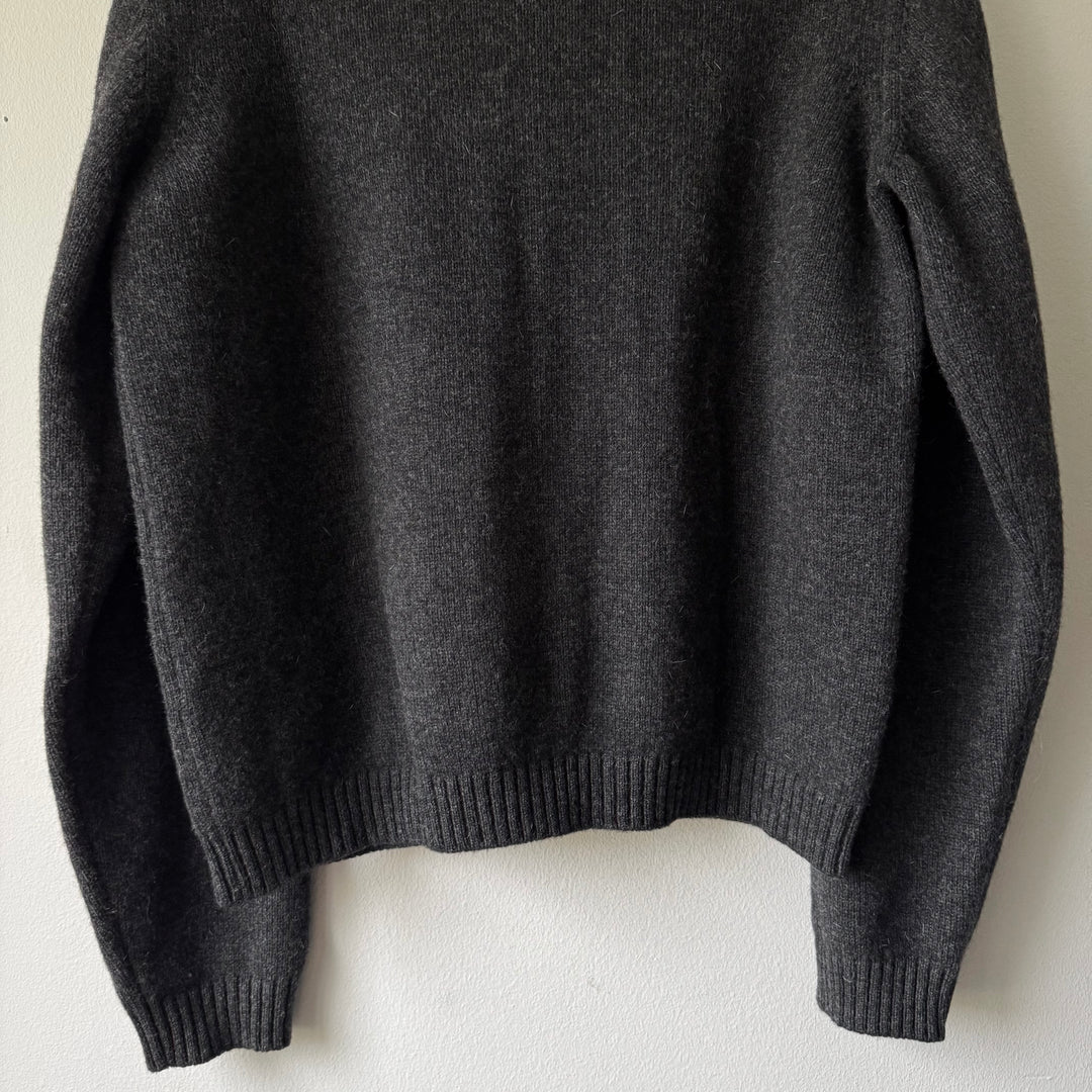 Helmut Lang 1998 Gray Knitted Wool Polo Zip-Up Sweater