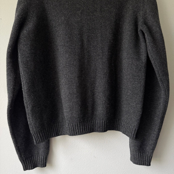 Helmut Lang 1998 Gray Knitted Wool Polo Zip-Up Sweater