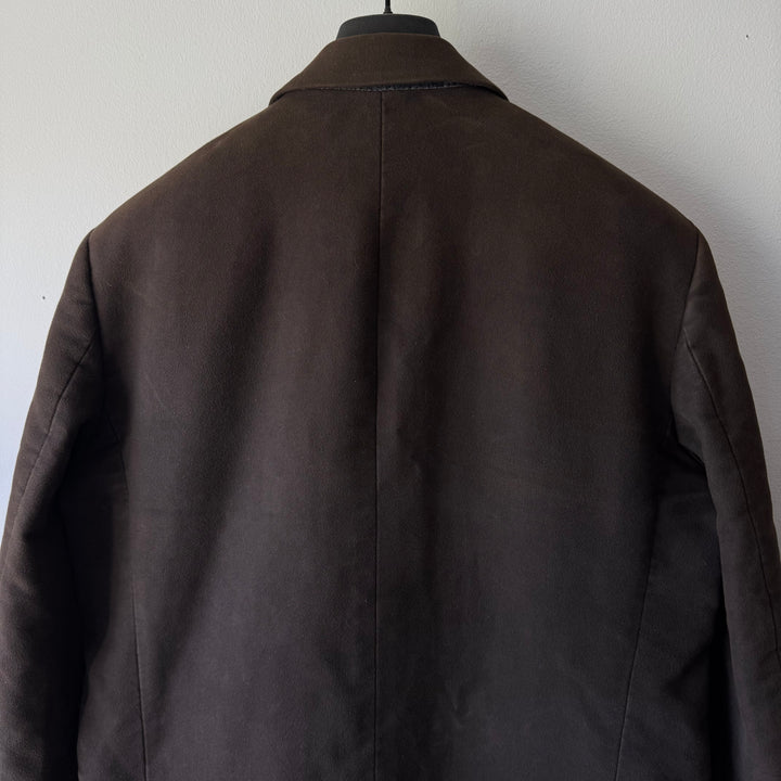 Helmut Lang 1990’s Brown Moleskin Button-Up Overcoat