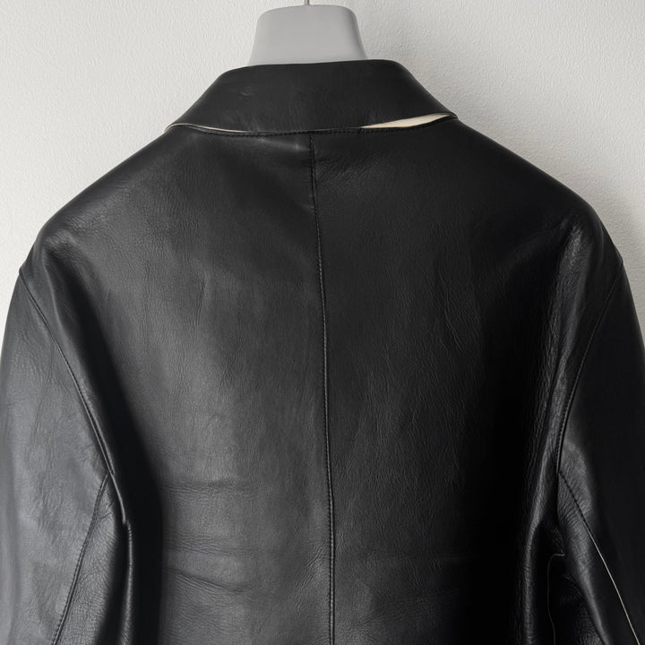 Prada FW2000 Black/White Zip Blouson Leather Jacket