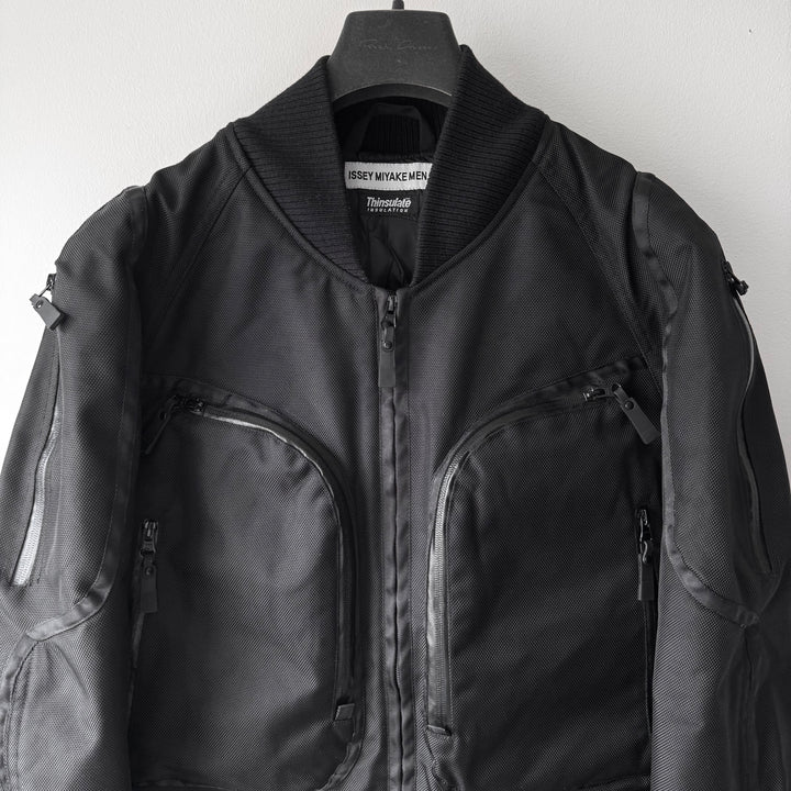 Issey Miyake AW2000 Black Ballistic Nylon X-Ray Cargo Bomber Jacket
