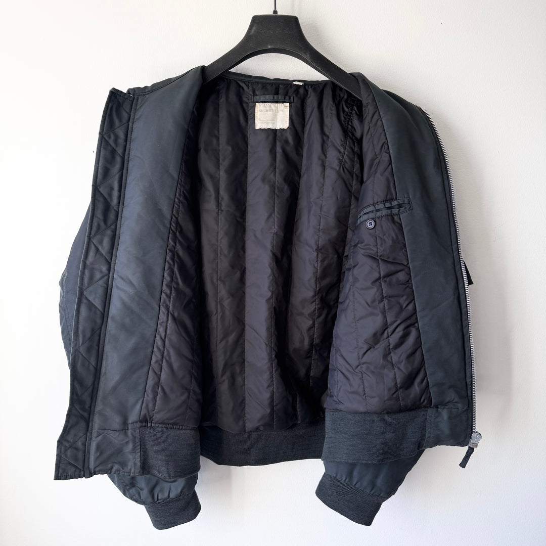 Helmut Lang AW1998 Gray Polyamide MA-1 Flight Bomber Jacket