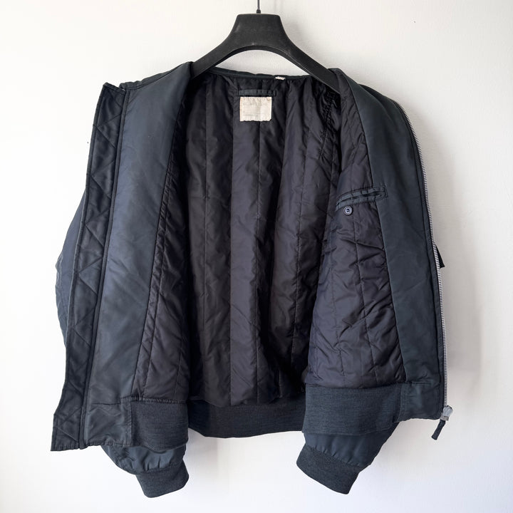 Helmut Lang AW1998 Gray Polyamide MA-1 Flight Bomber Jacket