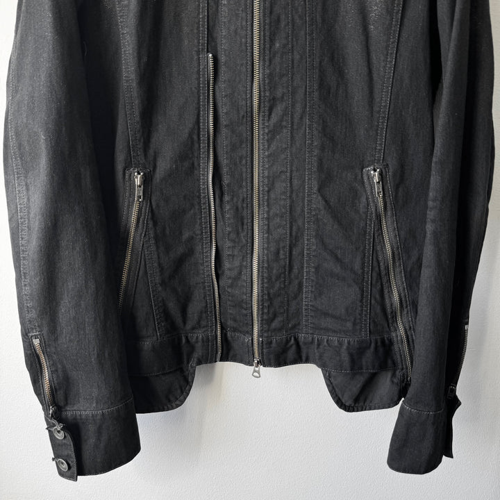 LGB Black Cotton Waxed Denim Back-Zip Jacket