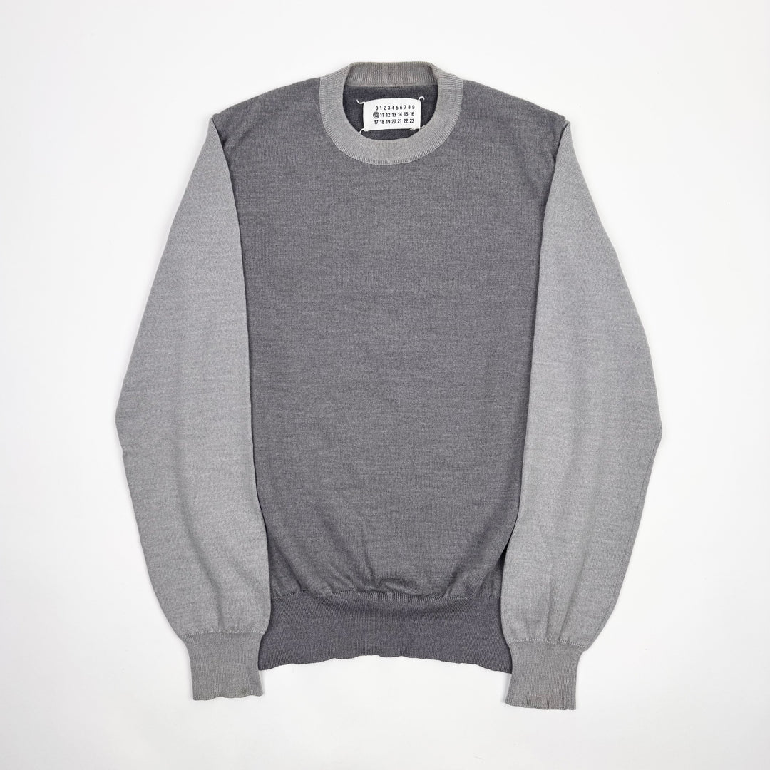 AW2008 Martin Margiela Gray Contrast Wool Knit Pullover Sweater