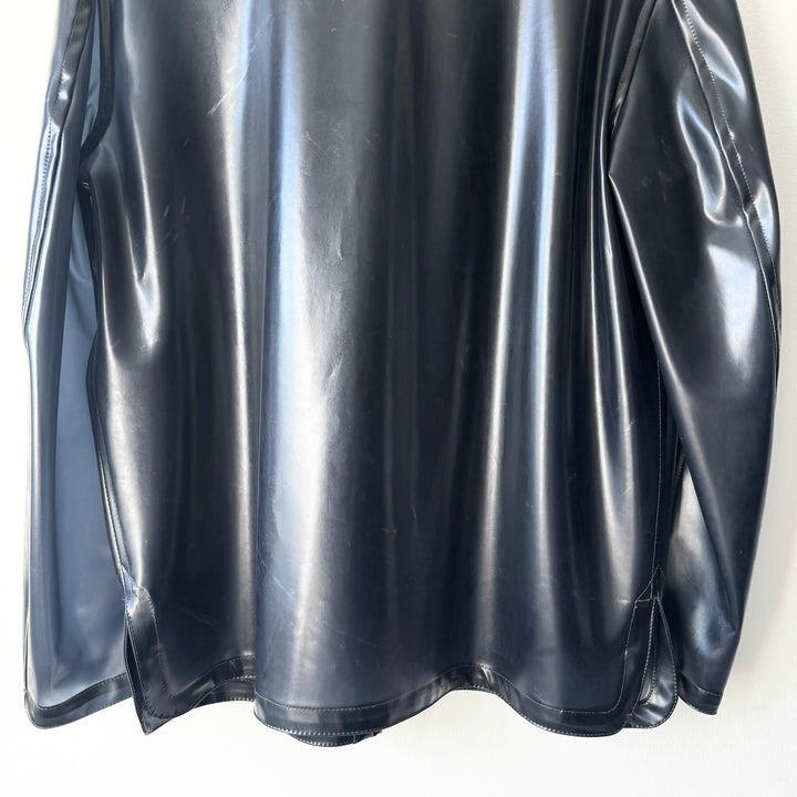 Hermes SS2000 Dark Navy Vinyl Zip-Up Overshirt Jacket