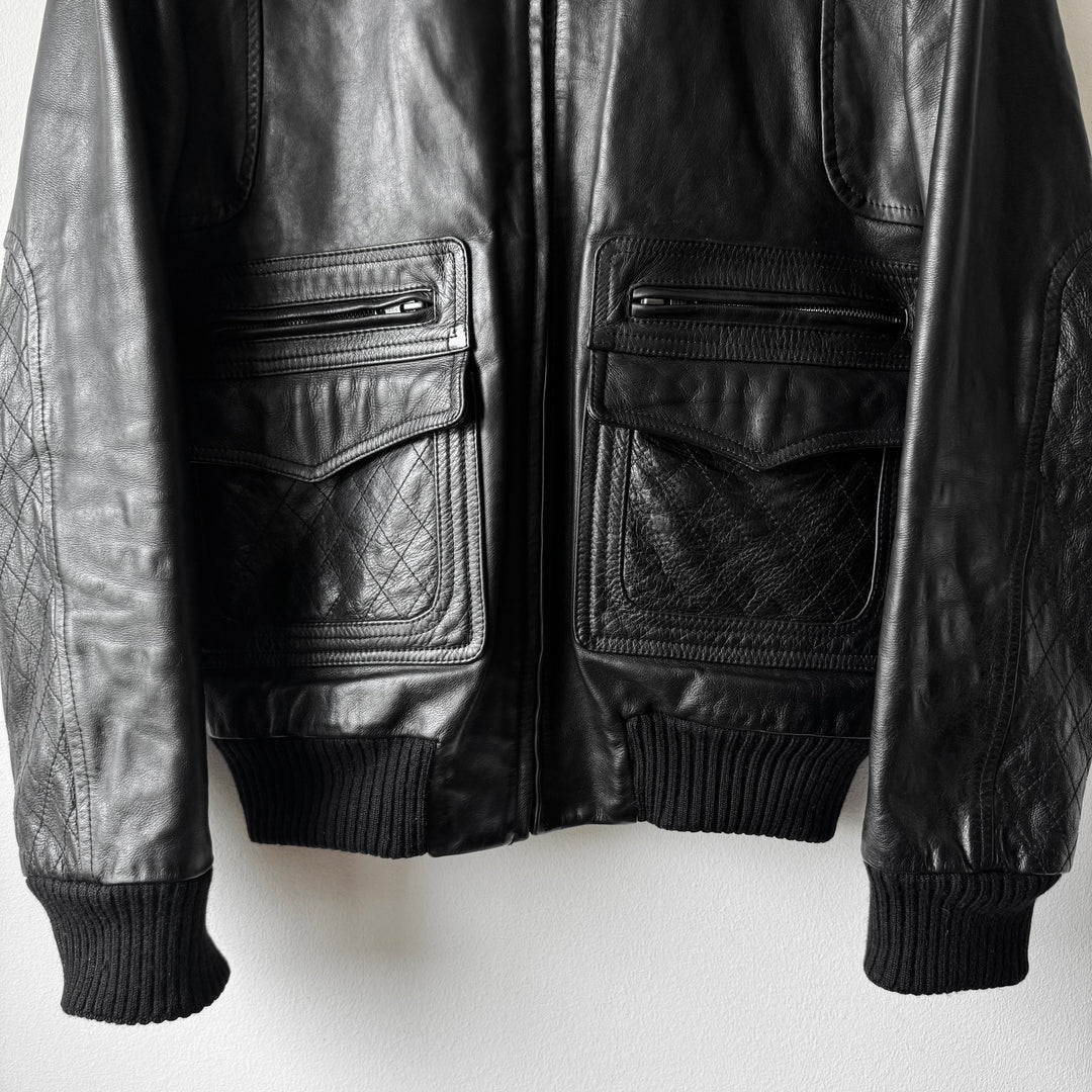 Veronique Branquinho FW2005 Black Moto Style Leather Bomber Jacket