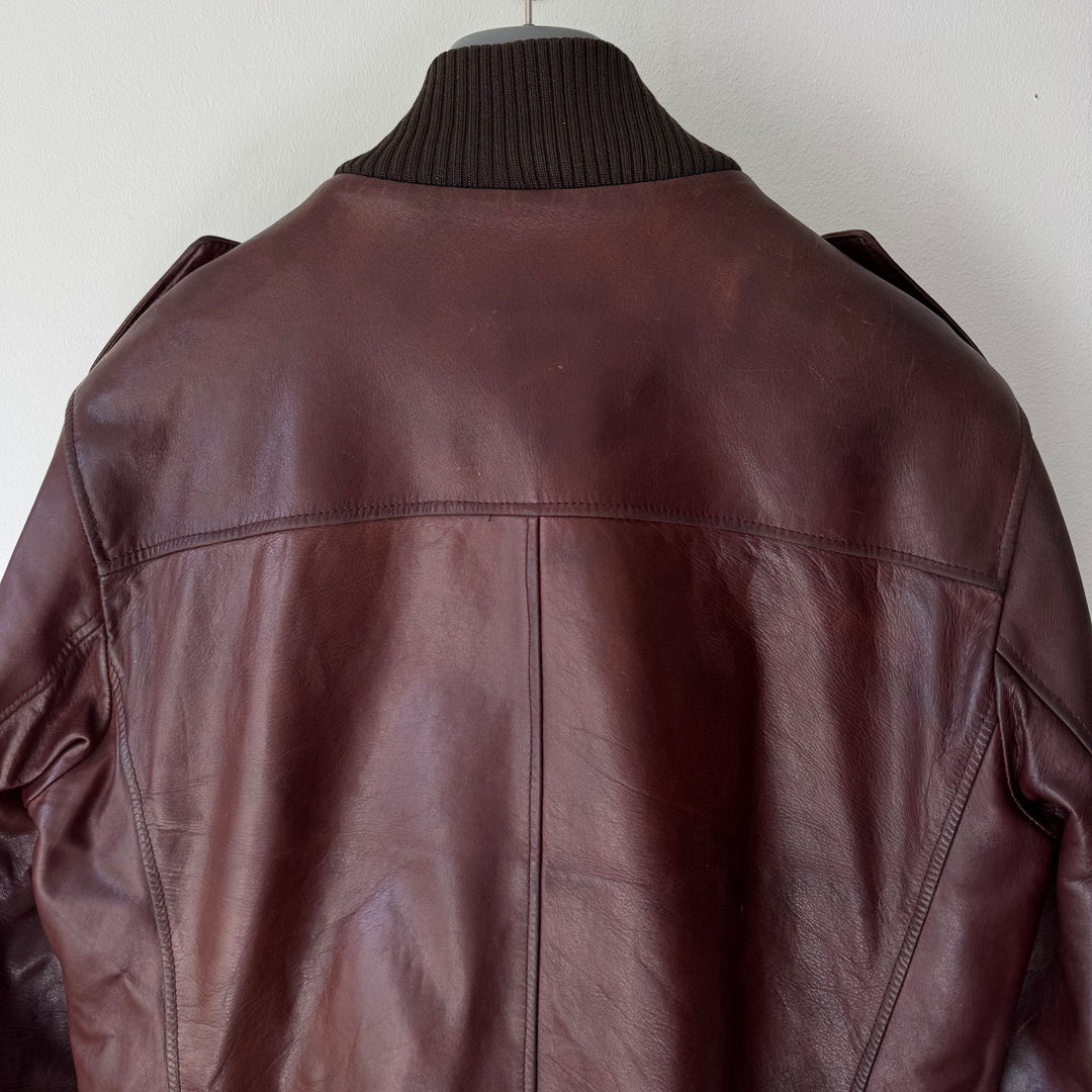 Prada FW2008 Mainline Bordeaux Cargo Bomber Calf Leather Jacket