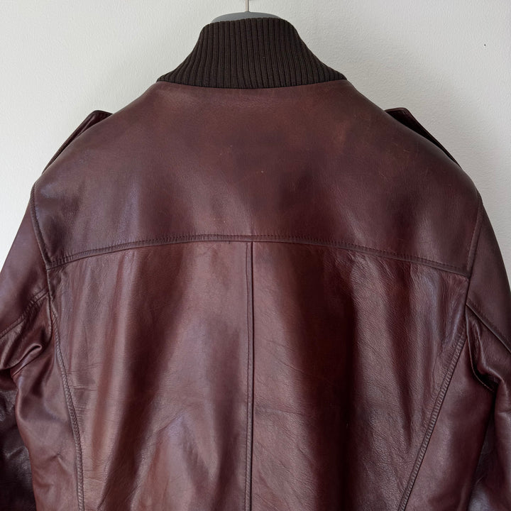 Prada FW2008 Mainline Bordeaux Cargo Bomber Calf Leather Jacket