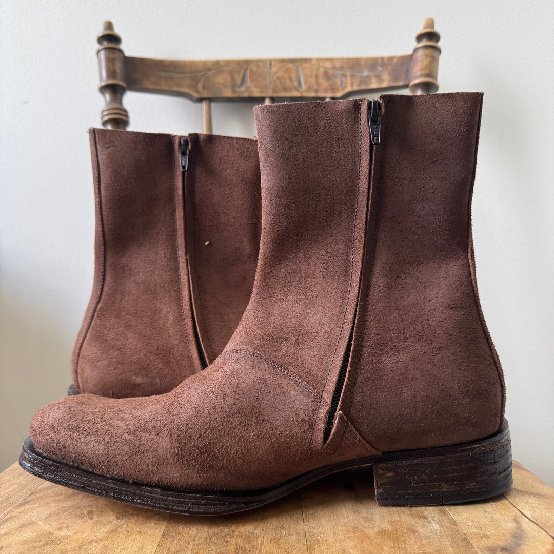 AW2003 Martin Margiela Brown Suede Square Toe Boots