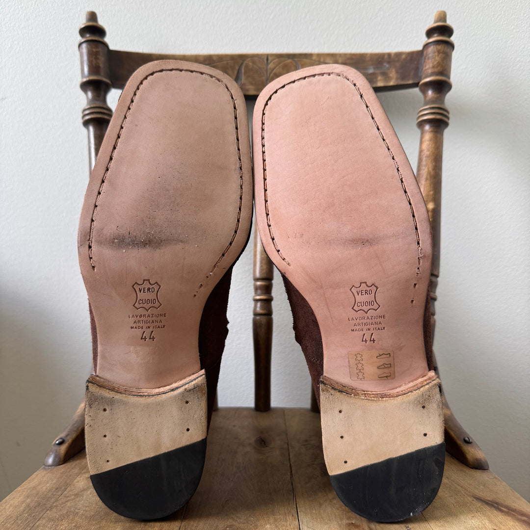 AW2003 Martin Margiela Brown Suede Square Toe Boots