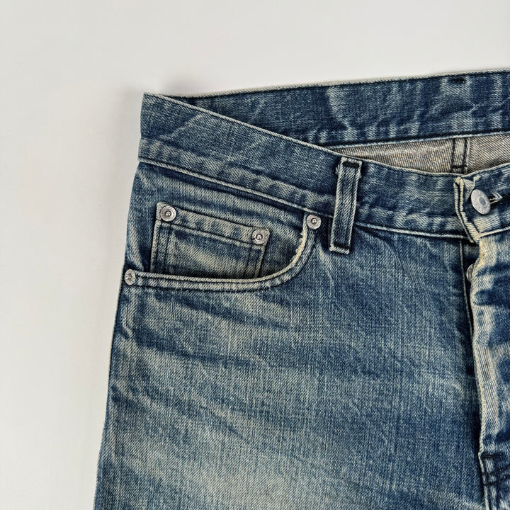 Helmut Lang 1998 Faded Distressed Straight Raw Denim Jeans