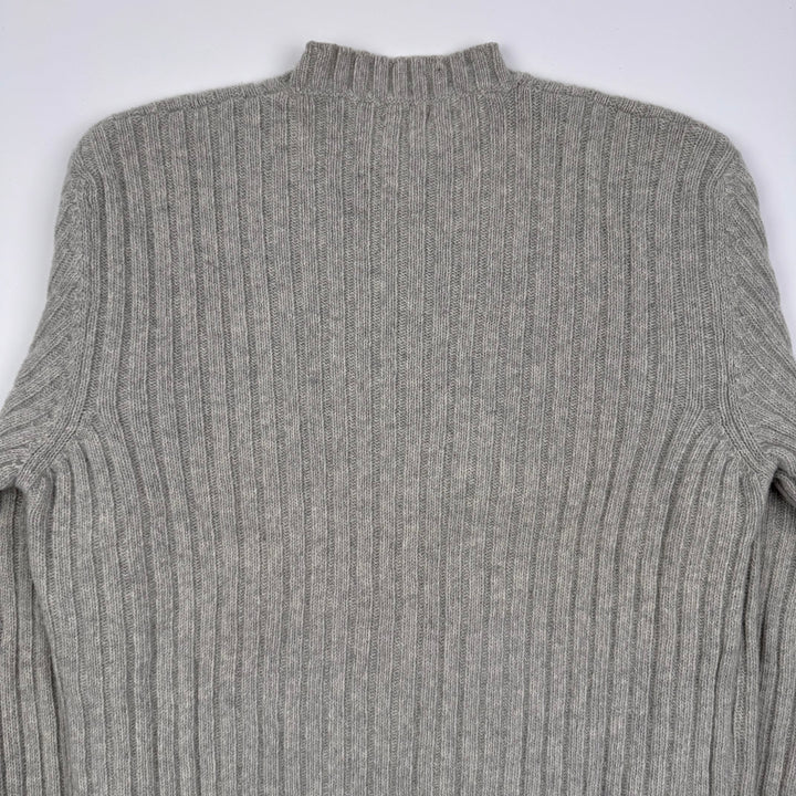 Helmut Lang FW1998 Light Gray Wool Chunky Ribbed Knit Pullover